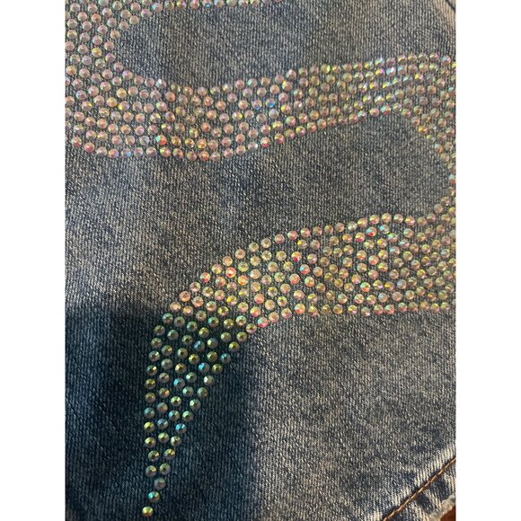 BDG Urban Outfitters 90s Bootcut Jeans Size 28 Rhinestone Embellished Denim - Picture 8 of 11